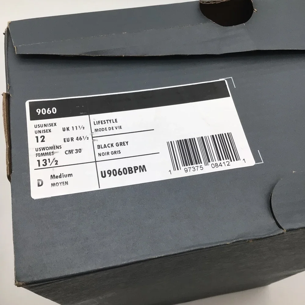 New Balance 9060 Triple Black Mens Size 12 Athletic Sneakers U9060BPM NEW
